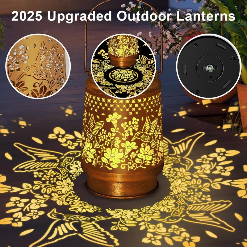 ostritec Christmas Gifts Hummingbird Solar Lanterns Outdoor Waterproof, Hanging Solar Lights Garden Decor, Metal Garden Lights for Yard, Patio, Lawn, Landscape, Christmas Gifts for Women Mom Grandma - Image 3